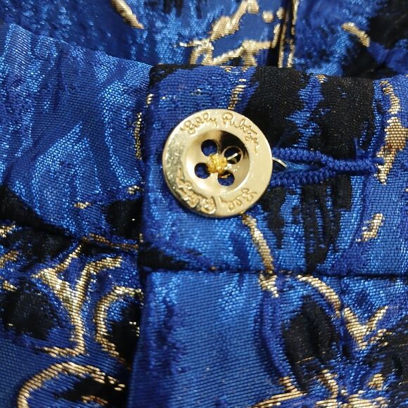 New NWT Lilly Pulitzer Callahan SHORTS Blue Grotto Twilight Floral Brocade Sz 16 - Picture 8 of 13